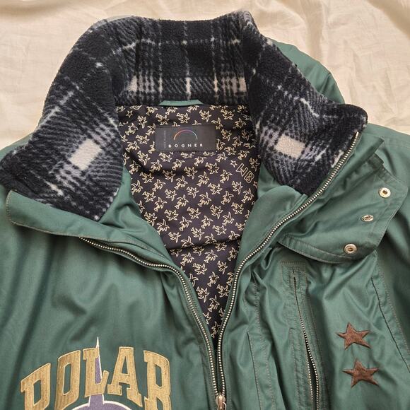 Vintage Bogner Sports One Piece Ski Suit Size 42 Green Black Hidden Hood Belted - Picture 5 of 16